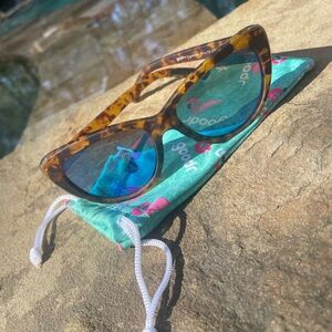 Goodr Tortoiseshell Cat Eye Sunglasses with Blue Mirrored Lenses